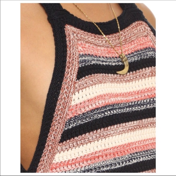 NEW FREE PEOPLE STRIPED CROCHET MINI SWEATER DRESS - Picture 3 of 10